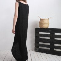 Robe longue en lin à dos allongé PEARL