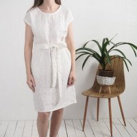 Robe de mariée midi en lin à ceinture SENEGAL