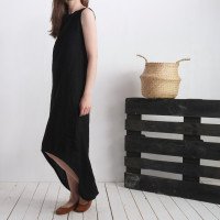 Robe longue en lin à dos allongé PEARL