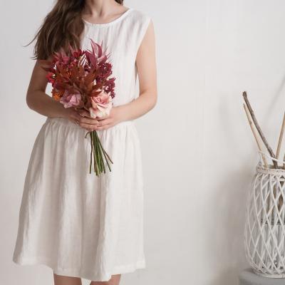 Robe de mariée midi en lin sans manches à fronces JUBBA
