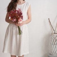 Robe de mariée midi en lin sans manches à fronces JUBBA