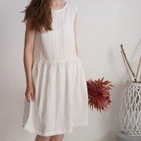Robe de mariée midi en lin sans manches à fronces JUBBA