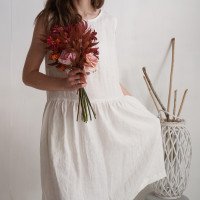 Robe de mariée midi en lin sans manches à fronces JUBBA