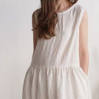 Robe de mariée midi en lin sans manches à fronces JUBBA