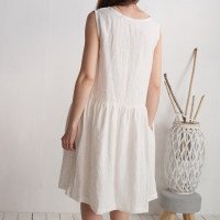 Robe de mariée midi en lin sans manches à fronces JUBBA
