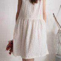 Robe de mariée midi en lin sans manches à fronces JUBBA