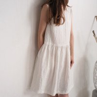 Robe de mariée midi en lin sans manches à fronces JUBBA