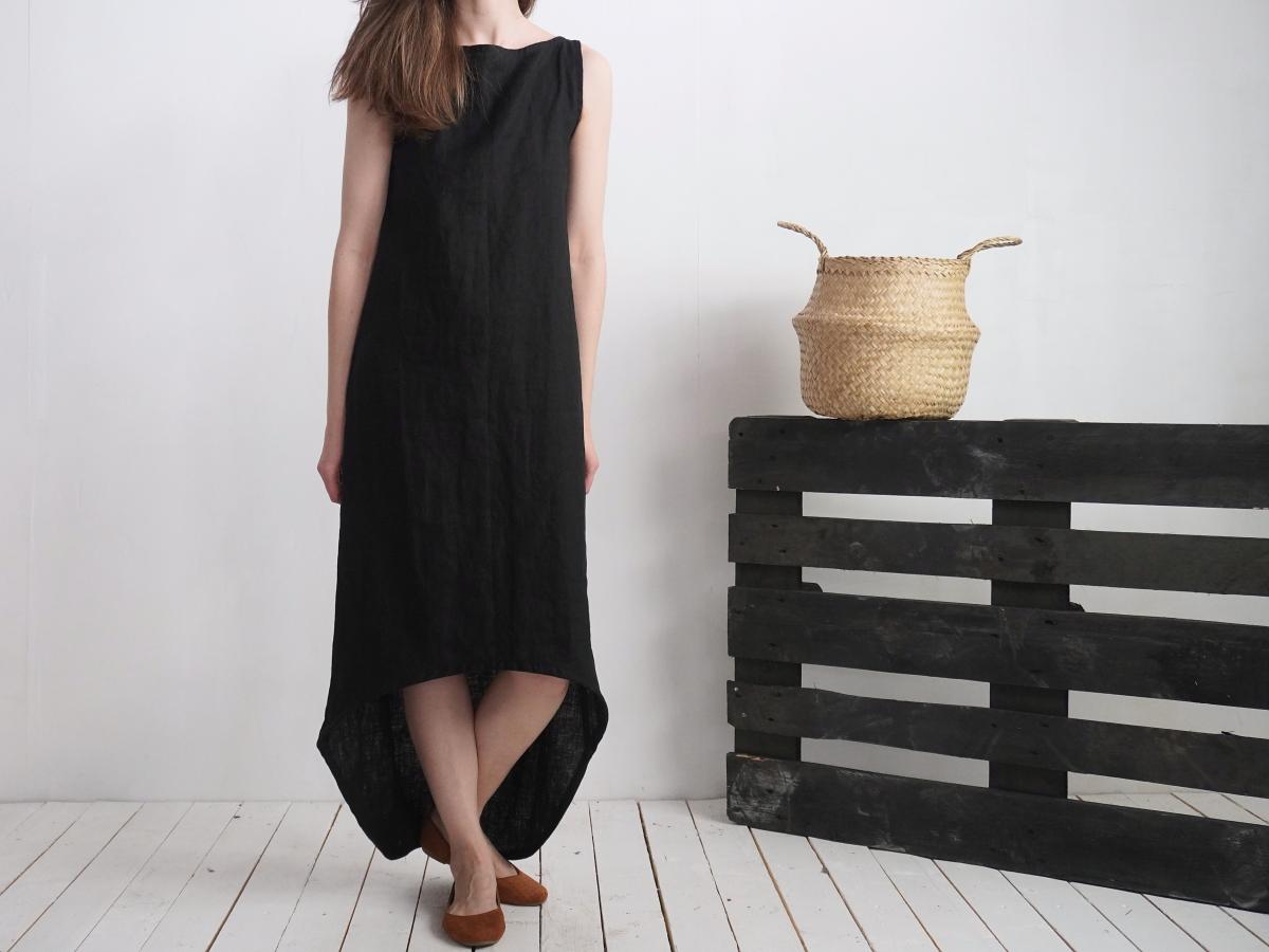 Robe longue en lin à dos allongé PEARL