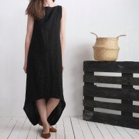 Robe longue en lin à dos allongé PEARL