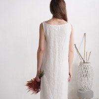 Robe de mariée longue en lin à dos allongé PEARL