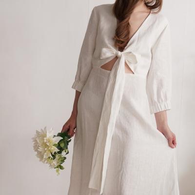 Robe de mariée en lin à nouer devant WARBURTON