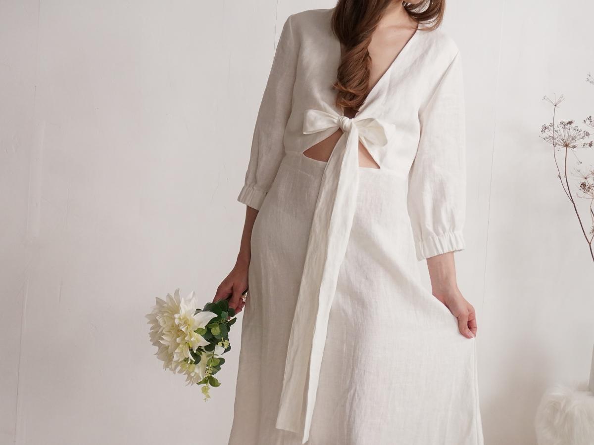 Robe de mariée en lin à nouer devant WARBURTON