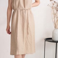 Robe en lin à encolure américaine JIANG