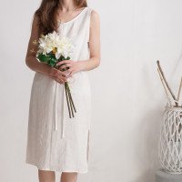Robe de mariée en lin sans manches à fentes MEKONG