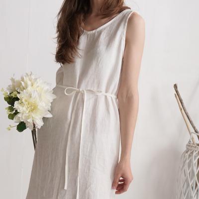 Robe de mariée en lin sans manches à fentes MEKONG