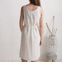 Robe de mariée en lin sans manches à fentes MEKONG