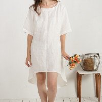 Robe de mariée en lin à dos plus long FINLAY