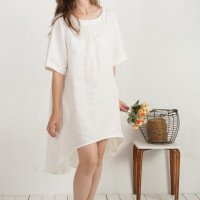 Robe de mariée en lin à dos plus long FINLAY