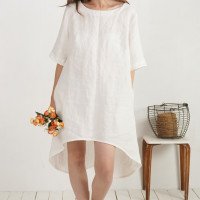 Robe de mariée en lin à dos plus long FINLAY