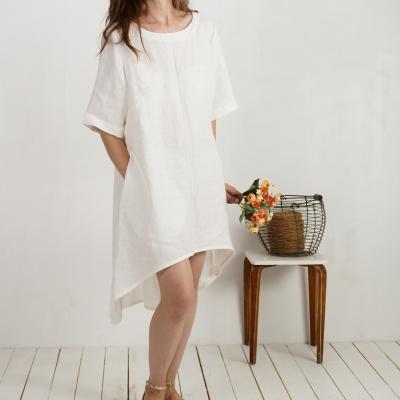Robe de mariée en lin à dos plus long FINLAY