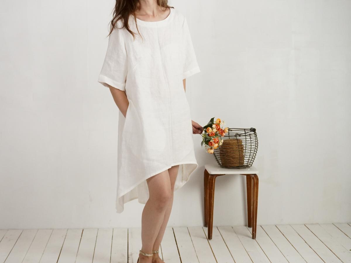 Robe de mariée en lin à dos plus long FINLAY