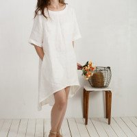 Robe de mariée en lin à dos plus long FINLAY