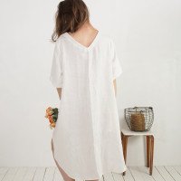 Robe de mariée en lin à dos plus long FINLAY