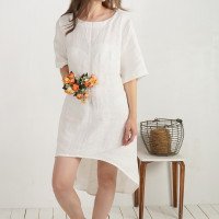Robe de mariée en lin à dos plus long FINLAY