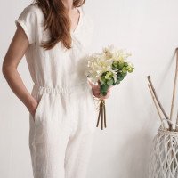 Combinaison de mariée en lin à col V PARANA
