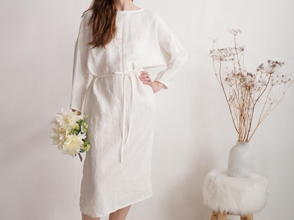 Robe de mariée en lin à dos profondément échancré LIARD