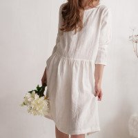 Robe de mariée midi en lin à manches longues URUGUAY
