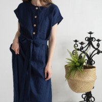 Robe chemise midi en lin à ceinture LIMPOPO