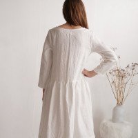 Robe de mariée midi en lin à manches longues URUGUAY