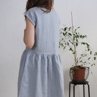 Robe de demoiselle d’honneur midi en lin à taille froncée YUKON
