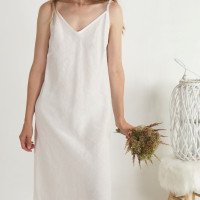 Robe de mariée longue en lin à dos en V YAMUNA