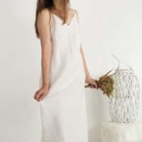Robe de mariée longue en lin à dos en V YAMUNA