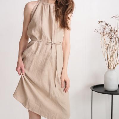 Robe en lin à encolure américaine JIANG
