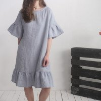 Robe de mariée rétro en lin à manches volantées SALADO