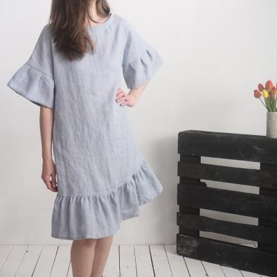 Robe de mariée rétro en lin à manches volantées SALADO