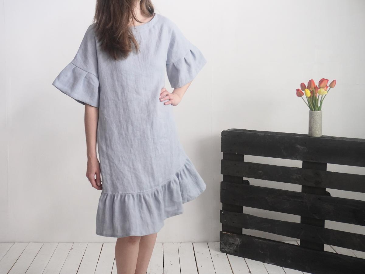 Robe de mariée rétro en lin à manches volantées SALADO