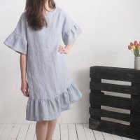Robe de mariée rétro en lin à manches volantées SALADO