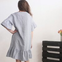 Robe de mariée rétro en lin à manches volantées SALADO