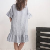 Robe de mariée rétro en lin à manches volantées SALADO