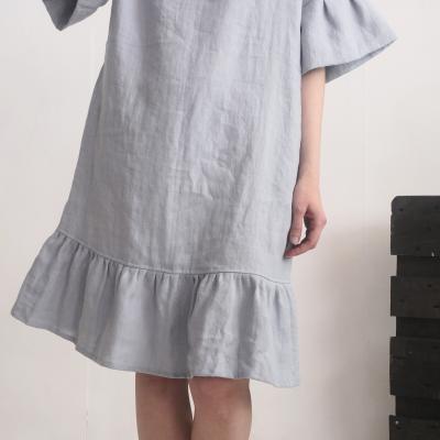Robe de mariée rétro en lin à manches volantées SALADO