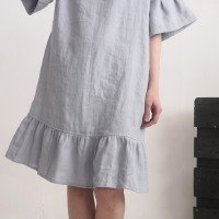 Robe de mariée rétro en lin à manches volantées SALADO