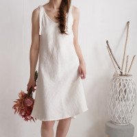 Robe de mariée midi en lin à larges bretelles TIETE