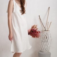 Robe de mariée midi en lin à larges bretelles TIETE