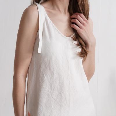 Robe de mariée midi en lin à larges bretelles TIETE