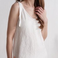 Robe de mariée midi en lin à larges bretelles TIETE