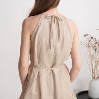 Robe en lin à encolure américaine JIANG